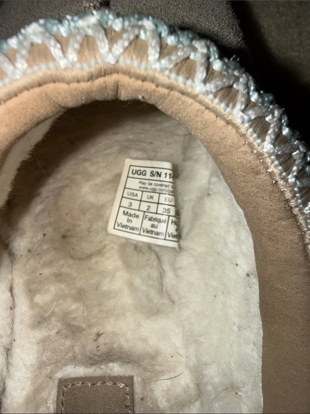 UGG Kids Tan Suede Slip-On Clog with Trim